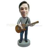 Custom man and guitar bobblehead doll