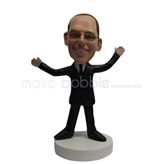 Customize black suit man bobbleheads