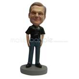 Custom black t-shirt bobblehead