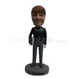 Custom black t-shirt bobblehead doll