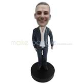 Custom black coat bobbleheads