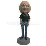 Custom black t-shirt bobblehead dolls