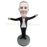 Personalized custom black suit man bobble heads