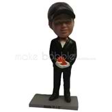 Customize black suit man bobblehead