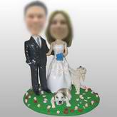 Couple bobble head dolls With Two Pets