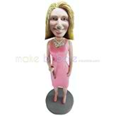 Personalized custom pink dress female bobbleheads