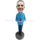 Personalized custom Dark Blue shirt bobbleheads