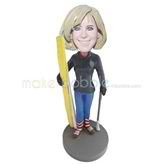 Personalized custom Skiing Women bobbleheads