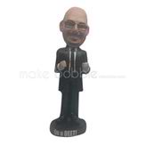 Custom bobble head doll of black suit man