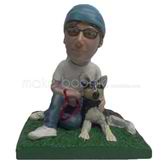 Custom man with his dog bobble heads