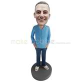 Personalized custom White slippers man bobbleheads