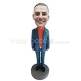 Personalized custom male with blue suit bobbleheads