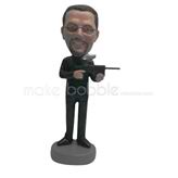 Custom man and gun bobble heads