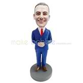 Personalized custom blue suit man bobblehead