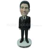 Custom bobbleheads of black suit man