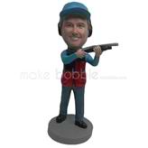 Custom man and gun bobble head