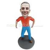 Personalized custom casual man bobbleheads wear  brown shoes