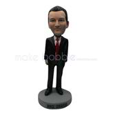 Custom bobblehead doll of black suit man