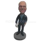 Custom black coat bobbleheads