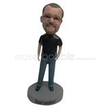 Custom black shoes man bobbleheads