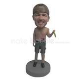 Custom gray shorts bobble heads