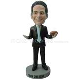 Custom suit man hold football bobble heads