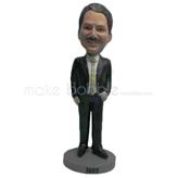 Personalized Custom black suit man bobble head