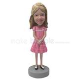 Custom pink dress bobble heads