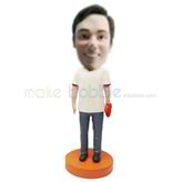 Custom white t-shirt man bobbleheads