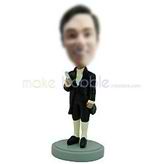 Custom black suit bobble head