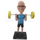 Weight lifter with barbell custom bobblehead dolls