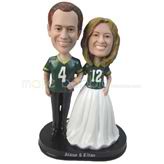 Personalized wedding cake topper in jersey bobbleheads