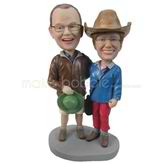 Personalized custom couple in outdoor clothing bobbleheads