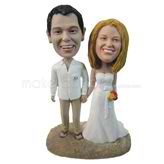 Bride and bridegroom wedding bobbleheads