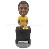 Personalized custom DJ with DJ equipment bobbleheads