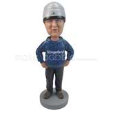 Personalized custom bobbleheads man in hoodie and hat