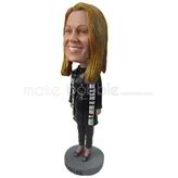 Woman in black coat - personalized figurines