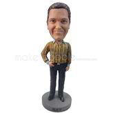 Personalized custom man in checked shirt bobbleheads