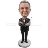 Custom manager in black suit with a pointer bobbleheads