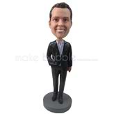 Personalized gentleman bobbleheads  with  black suit