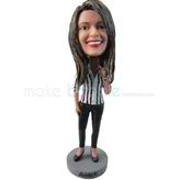 Personalized custom woman bobbleheads in shirt and skinny pants