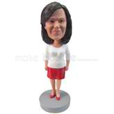 Personalized custom lady in casual clothes bobbleheads