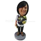 Personalized custom chubby woman in funny clothes bobbleheads