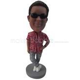 Personalized custom chubby man bobble heads wearing sunglasses