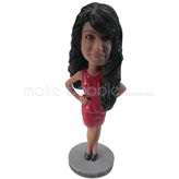 Personalized custom long-haired woman bobbleheads