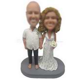 Personalized custom couple bobbleheads in white