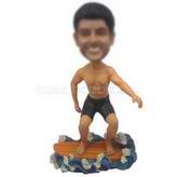 Personalized custom male surfer on a surfboard bobbleheads