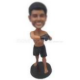Personalized custom UFC fighter wearing black box gloves bobblehead