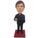 Personalized custom cool man with a cigarette in hand bobblehead