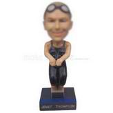 Personalized female swimmer jumping into water bobblehead